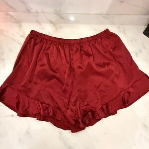 Silk ruffle short pj set